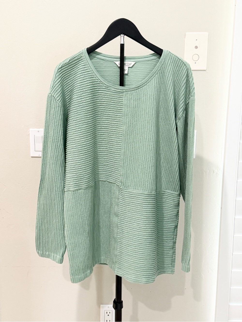 Coldwater Creek Sage Green Textured Patchwork Tunic – Medium